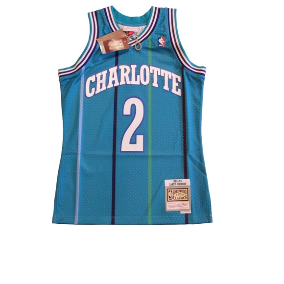 Mitchell & Ness L. Johnson Teal Charlotte Hornets 92/93 Hardwood Classic Jersey - Picture 1 of 3